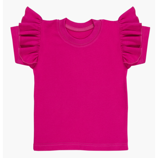 Bawełniana koszulka z falbankami przy rękawach.